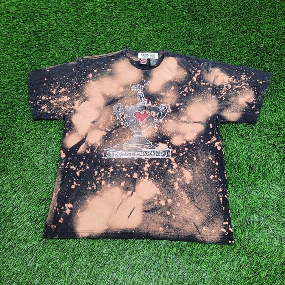 Vintage 90s Good Husband Shirt Large 22x26 Bleached Black - Picture 1 of 12
